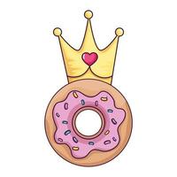 delicious sweet donut with crown vector