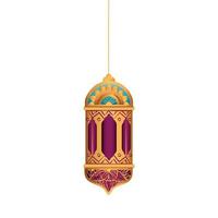 Isolated hanging purple and gold lantern vector design