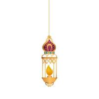 Isolated hanging purple and gold lantern vector design