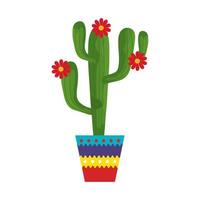 Cactus aislado con flores dentro de diseño vectorial de maceta vector