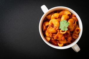 macaroni with tomatoes sauce and mince pork photo