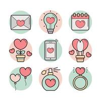 Heart Themed Valentine Gifts Icons vector