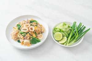 Fried rice with squid or octopus photo