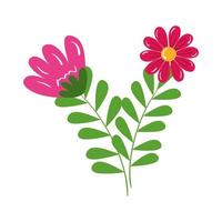 flores aisladas con hojas de diseño vectorial vector