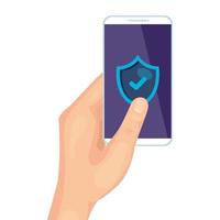 smarpthone with shield of security system vector design