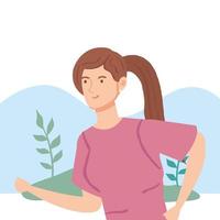 beautiful woman in landscape avatar character vector