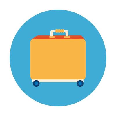 wheeled suitcase in frame circular isolated icon