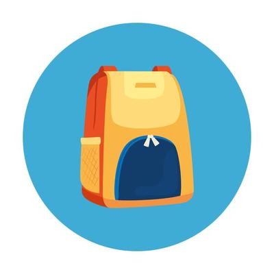 backpack in frame circular isolated icon