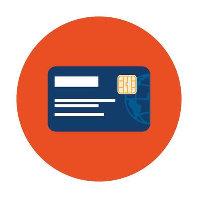 credit card in frame circular isolated icon