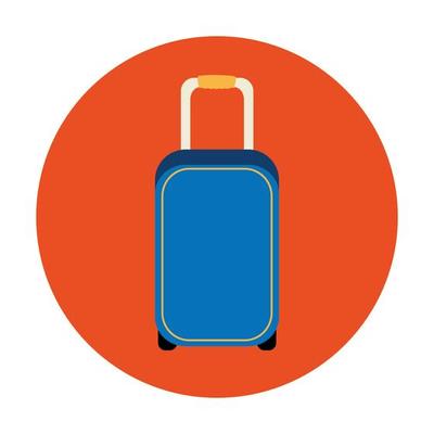 wheeled suitcase in frame circular isolated icon