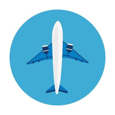 airplane flying in frame circular isolated icon