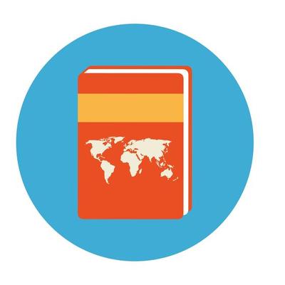 atlas book in frame circular isolated icon