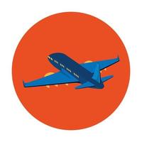 airplane flying in frame circular isolated icon vector