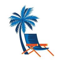 Silla de verano con icono aislado de palma de árbol vector