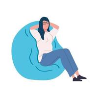 woman sitting in pouf soft isolated icon vector