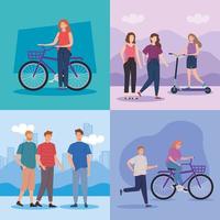 scenes of people doing activities vector