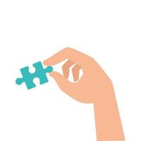 hand with puzzle piece isolated icon vector