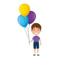 lindo niño con globos de helio vector