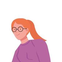 beautiful woman with eyeglasses avatar character vector