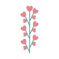 branch with hearts pink color isolated icon vector