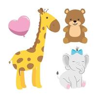 group of cute animals with decoration vector