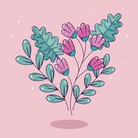 branch with flowers and leafs vector