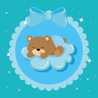 lindo oso de peluche femenino en marco de encaje vector