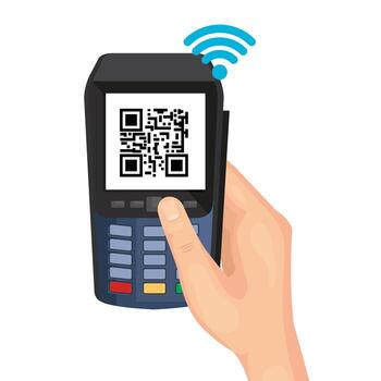 código qr dentro del diseño del vector del datáfono