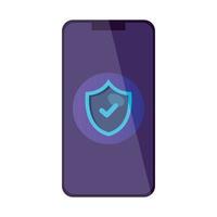 smarpthone with shield of security system vector design