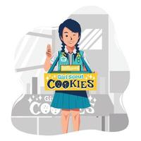 Girl Scout Selling Cookies Concept vector