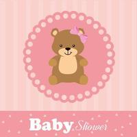 tarjeta de baby shower con oso hembra vector