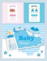 set of baby shower cards with cute decoration vector