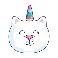 face of cute cat unicorn fantasy icon vector