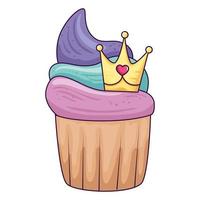 cute and delicious cupcake with crown vector