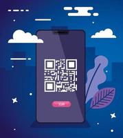 dispositivo de teléfono inteligente con código de escaneo qr vector