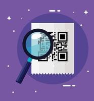 classic qr code with magnifying glass vector