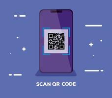 scan qr code with smartphone device vector