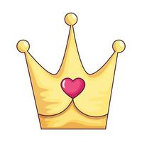 cute crown with heart isolated icon vector