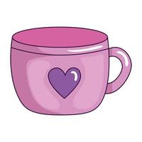 cup ceramic with heart decoration vector