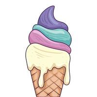 cute and delicious ice cream in cone vector