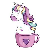 cabeza de unicornio lindo fantasía en taza de cerámica vector