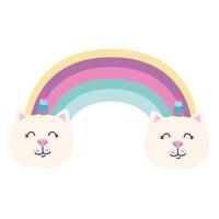 lindo arco iris con gatos unicornios icono aislado vector