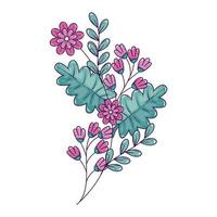 branch with flowers and leafs isolated icon vector