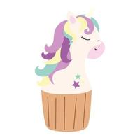 cupcake de cabeza de lindo unicornio vector