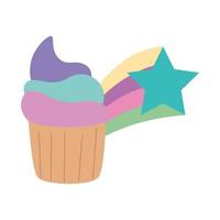 lindo cupcake con estrella fugaz vector