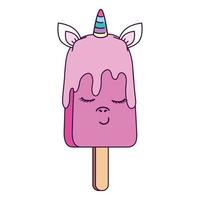 Lindo y delicioso helado de unicornio estilo kawaii vector