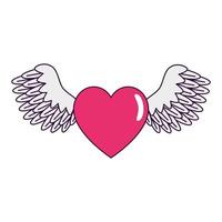 cute heart with wings isolated icon vector