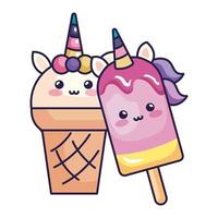 cute unicorn ice creams isolated icon vector