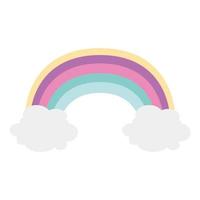 lindo arco iris con nubes icono aislado vector