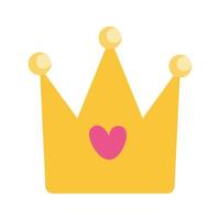 cute crown with heart isolated icon vector